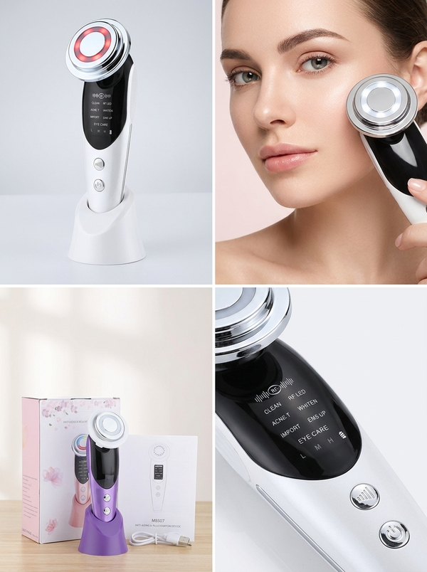 5v1 multifunkční beauty přístroj – EMS, RF, LED, vibrace, teplo